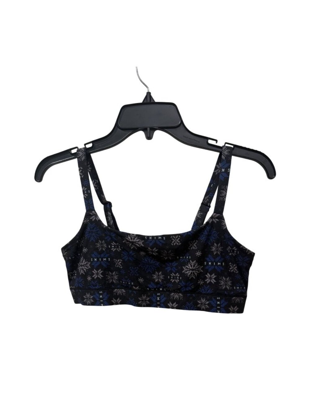 Skims Snowflake Print Bralette With Adjustable Straps - Black & Blue - 2X